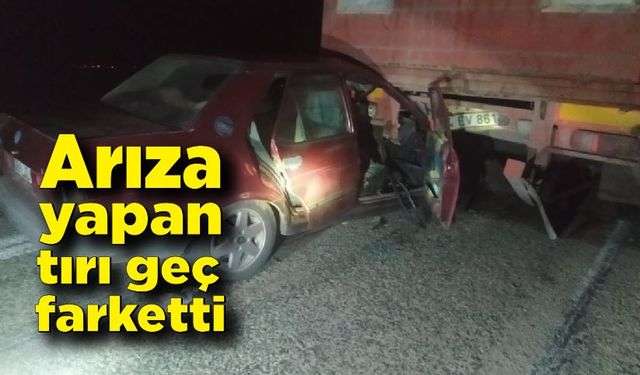 Bolu'da feci kaza! Arıza yapan tıra saplandı