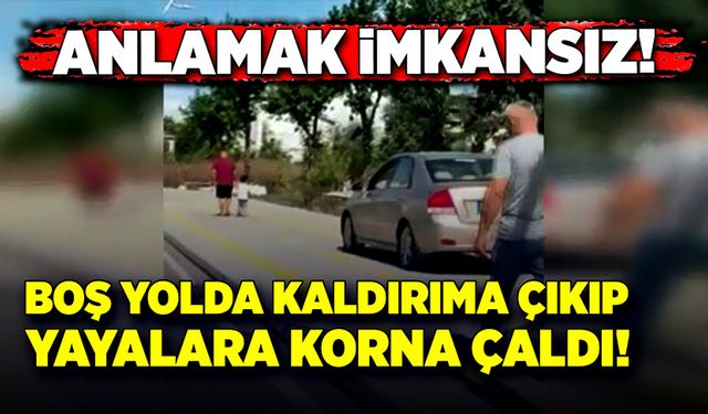 Boş yolda kaldırıma çıktı, yayalara korna çaldı!