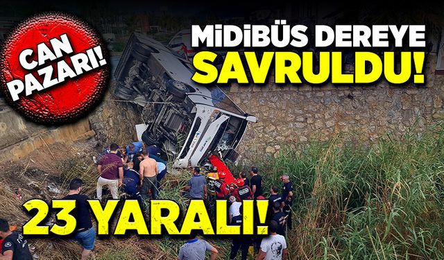 Midibüs dereye savruldu, faciadan dönüldü! 23 yaralı!