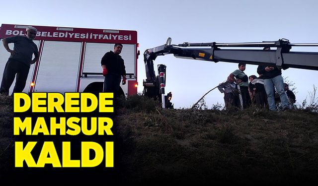 Derede mahsur kaldı! İmdadına itfaiye ekipleri yetişti