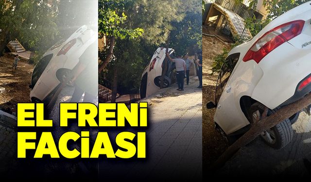 El freni çekilmeyince, otomobil 2 metrelik boşluğa düştü