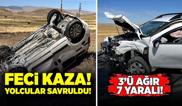 Hafif ticari araç ile otomobil kafa kafaya çarpıştı! 3’ü ağır 7 yaralı!