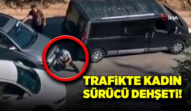 Kadın sürücü sinirlenince, erkek sürücü önüne alıp sürükledi!