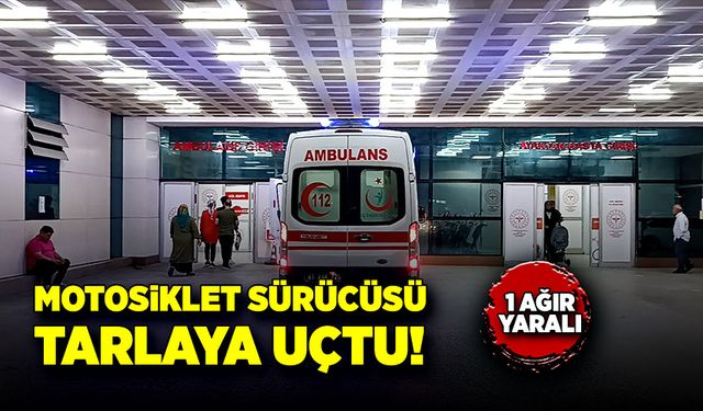 Motosiklet sürücüsü tarlaya uçtu! 1 ağır yaralı!