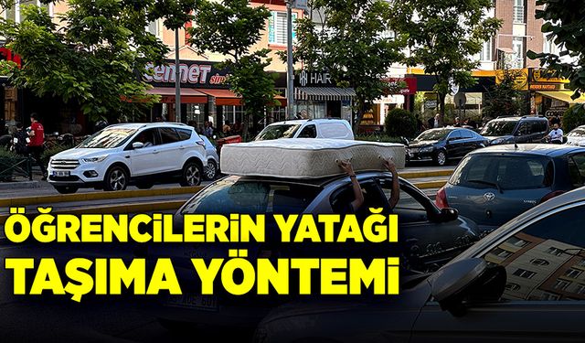 Öğrencilerin yatağı taşıma yöntemi görenleri hayrete düşürdü