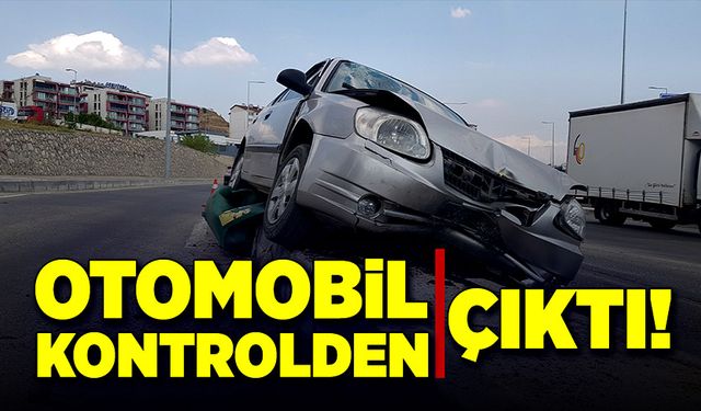 Otomobil kontrolden çıkıp refüje çıktı!