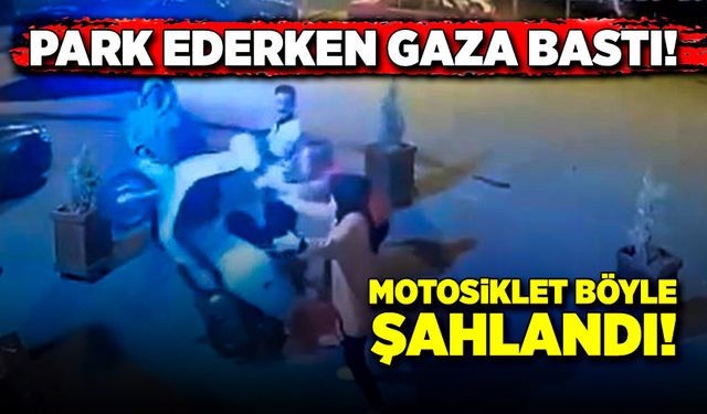 Park ederken gaza bastı, motosiklet böyle şahlandı!