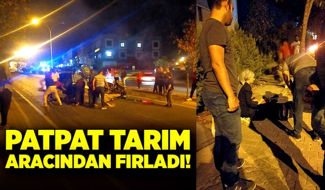 Patpat tarım aracından fırladı!