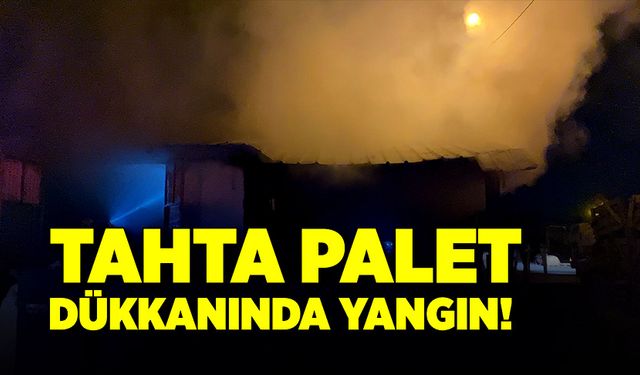 Tahta palet dolu olan iş yerinde yangın!