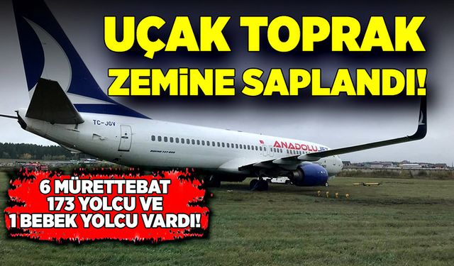 Uçak inişinin ardından toprak zemine saplandı!