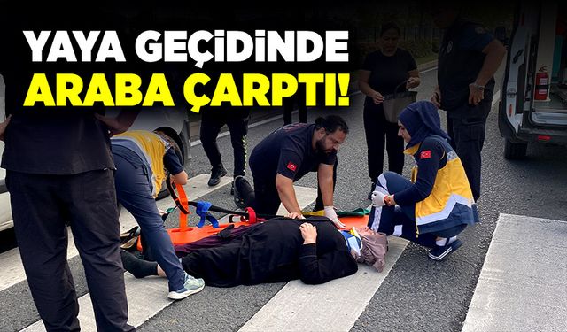 Yaya geçidinden geçen kadına hafif ticari araç çarptı!