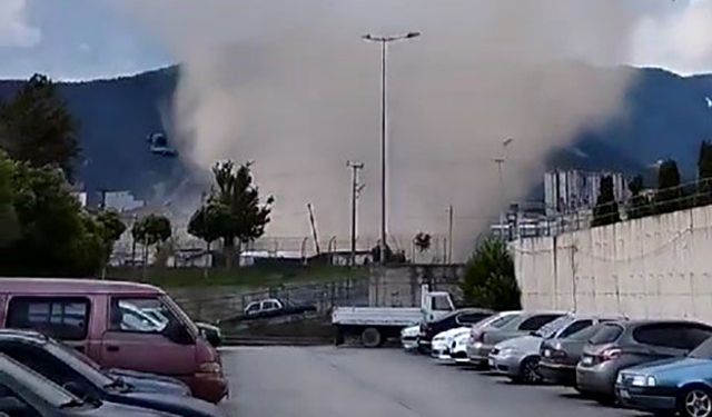 Karabük'te oluşan toz hortumu kameraya yansıdı