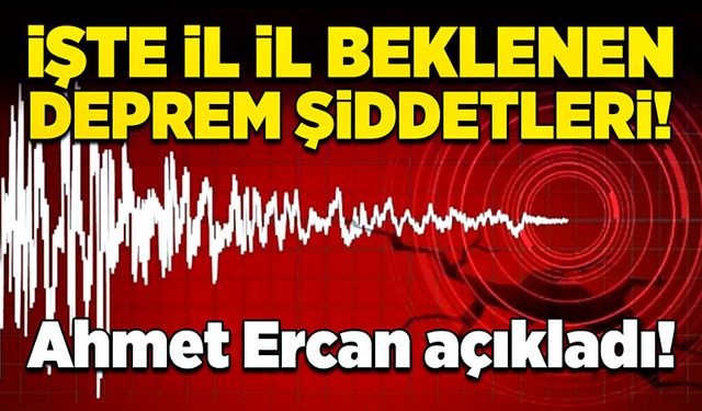 Ahmet Ercan açıkladı! İşte il il beklenen deprem şiddetleri!