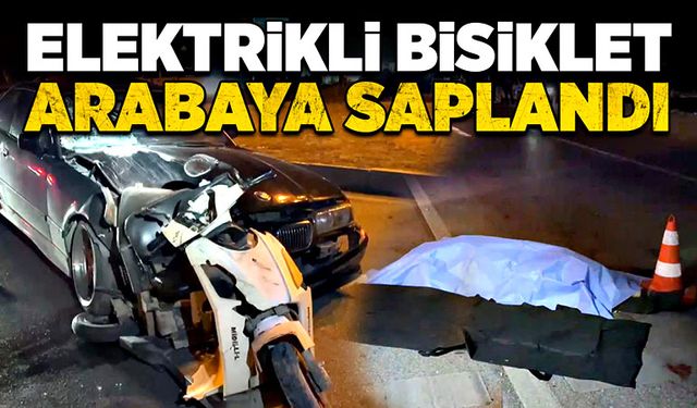 Elektrikli bisiklet arabaya ok gibi saplandı!