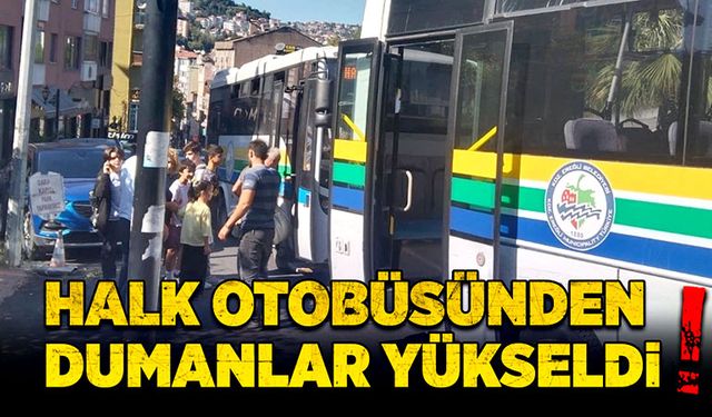 Halk otobüsünden dumanlar yükseldi