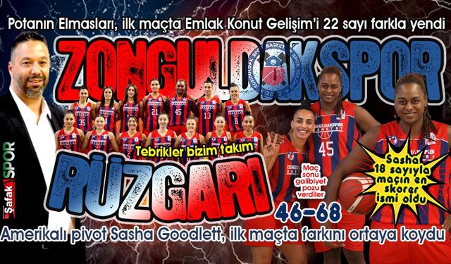 Zonguldakspor, İstanbul'da potayı fena salladı... Potanın Elmasları ilk maçı 22 sayı farkla kazandı: 46-68