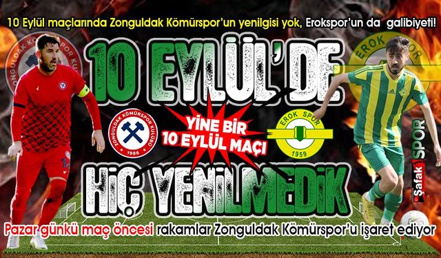 10 Eylül maçlarında Zonguldak Kömürspor hiç yenilmedi, Esenler Erokspor hiç kazanamadı!