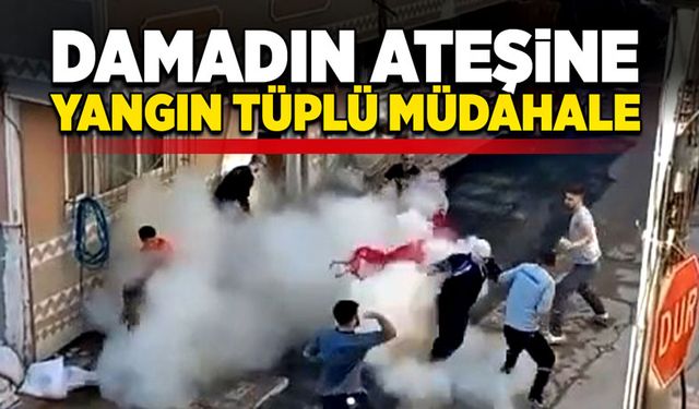 Damadın ateşine  yangın tüplü müdahale