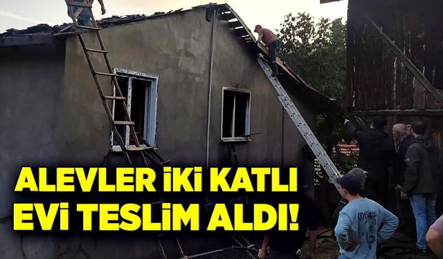 Alevler iki katlı evi teslim aldı!