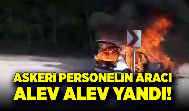 Askeri personelin aracı alev alev yandı!