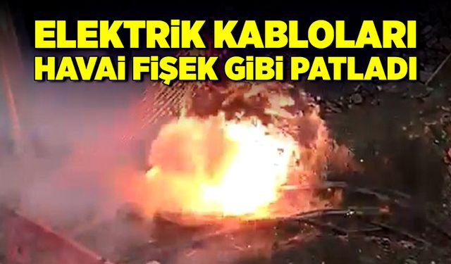 Elektrik kabloları havai fişek gibi patladı