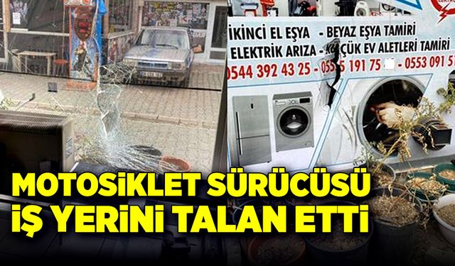 Kastamonu'da motosiklet sürücüsü, iş yerini talan etti!