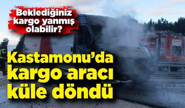 Kastamonu'da kargo aracı küle döndü