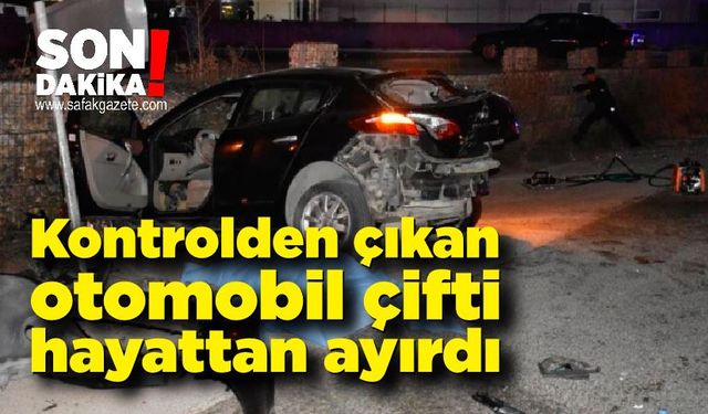 Kontrolden çıkan otomobil çifti hayattan ayırdı