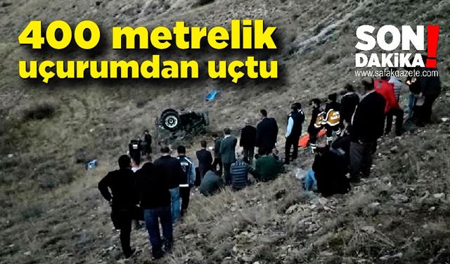 Traktör 400 metrelik uçurumdan uçtu