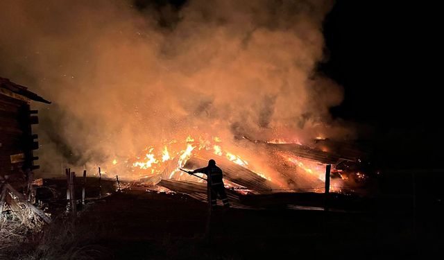 Kastamonu’da çıkan yangında samanlık küle döndü