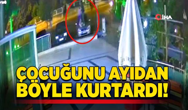 Çocuğunu ayıdan böyle kurtardı