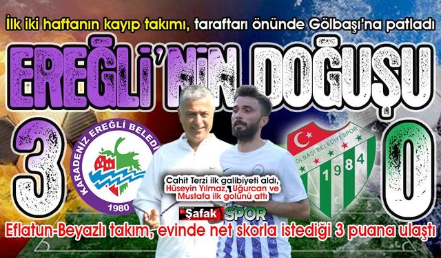 Ereğli Belediyespor 3’üncü hafta maçında 3 attı, ilk 3 puanını aldı