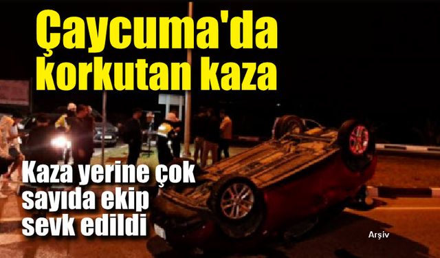 Çaycuma'da korkutan kaza; Çok sayıda ekip sevk edildi