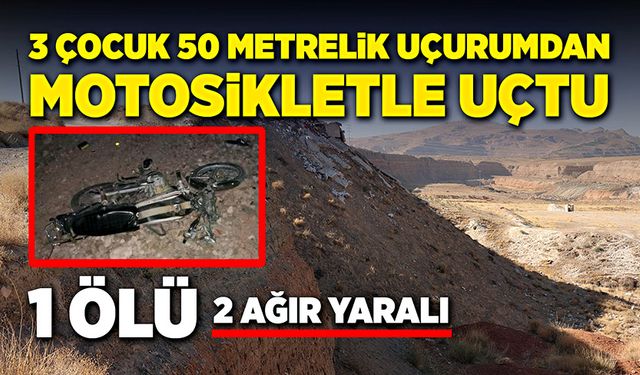 Üç çocuk motosikletle 50 metrelik uçurumdan uçtular!