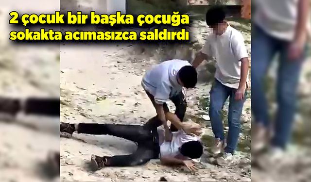 2 çocuk bir başka çocuğa acımasızca saldırdı!