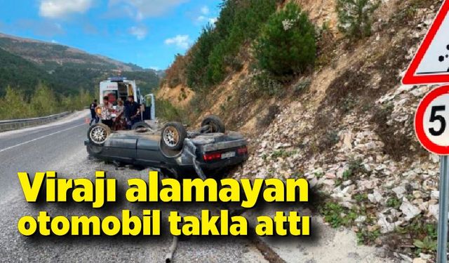 Virajı alamayan otomobil takla attı: 2 yaralı