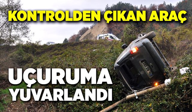 Kontrolden çıkan araç, uçuruma yuvarlandı!