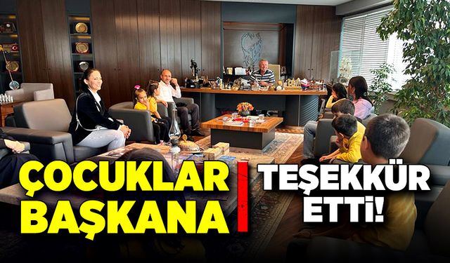 Çocuklar başkana teşekkür etti