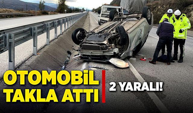 Otomobil bariyerlere çarparak, takla attı! 2 yaralı!