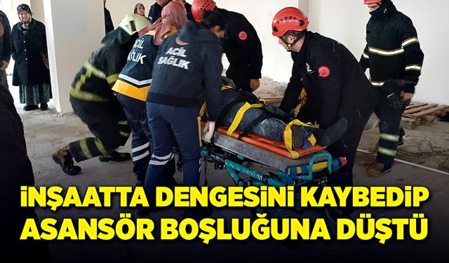 İnşaatta dengesini kaybedip, asansör boşluğuna düştü!