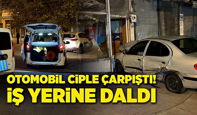 Otomobil ciple çarpıştıktan sonra, iş yerine daldı!