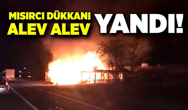 Mısırcı dükkanı alev alev yandı!