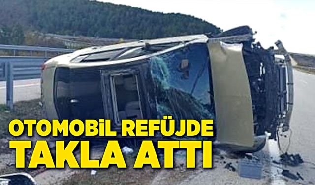 Otomobil refüjde, takla attı!