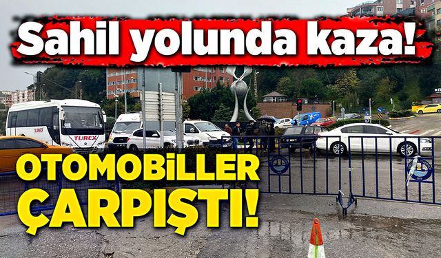 Sahil yolunda kaza! Otomobiller çarpıştı!