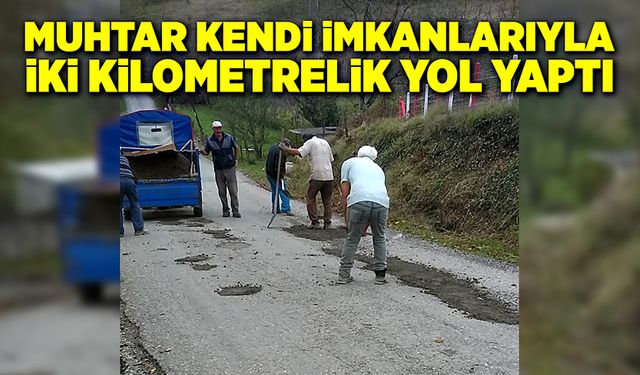 Muhtar kendi imkânlarıyla 2 kilometrelik yol yaptı