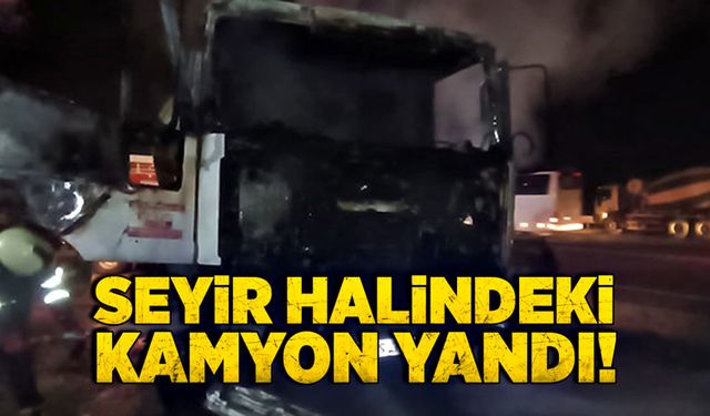 Seyir halindeki kamyon yandı