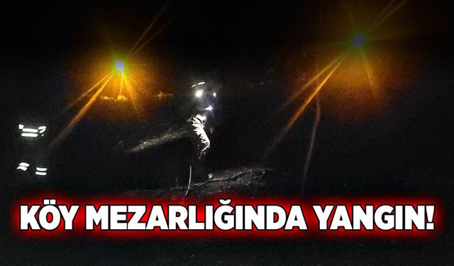 Köy mezarlığında yangın!