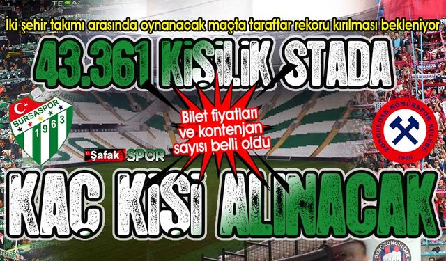 Bursaspor-Zonguldak Kömürspor maçının bilet fiyatları açıklandı