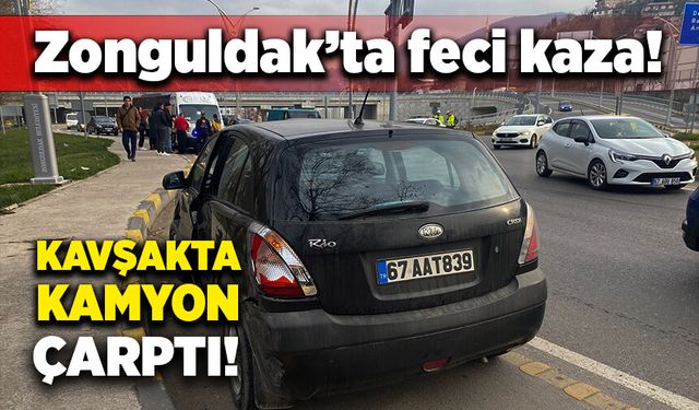 Zonguldak’ta feci kaza: Kavşakta kamyon çarptı