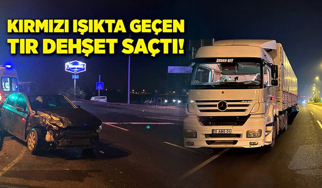 Kırmızı ışıkta geçen tır, dehşet saçtı!